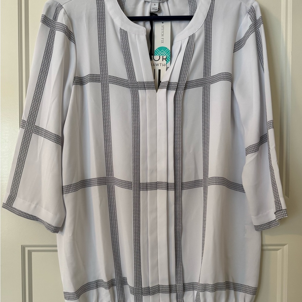 41 Hawthorn White and Black Checkered Blouse